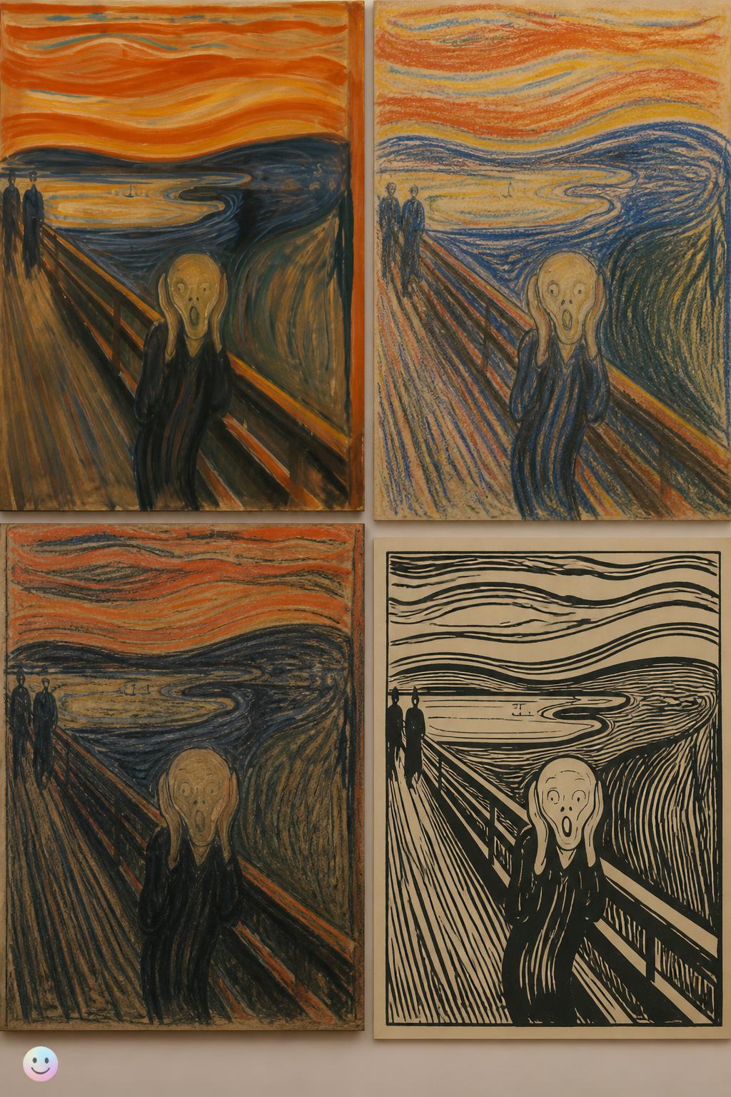 Four versions of a masterpiece