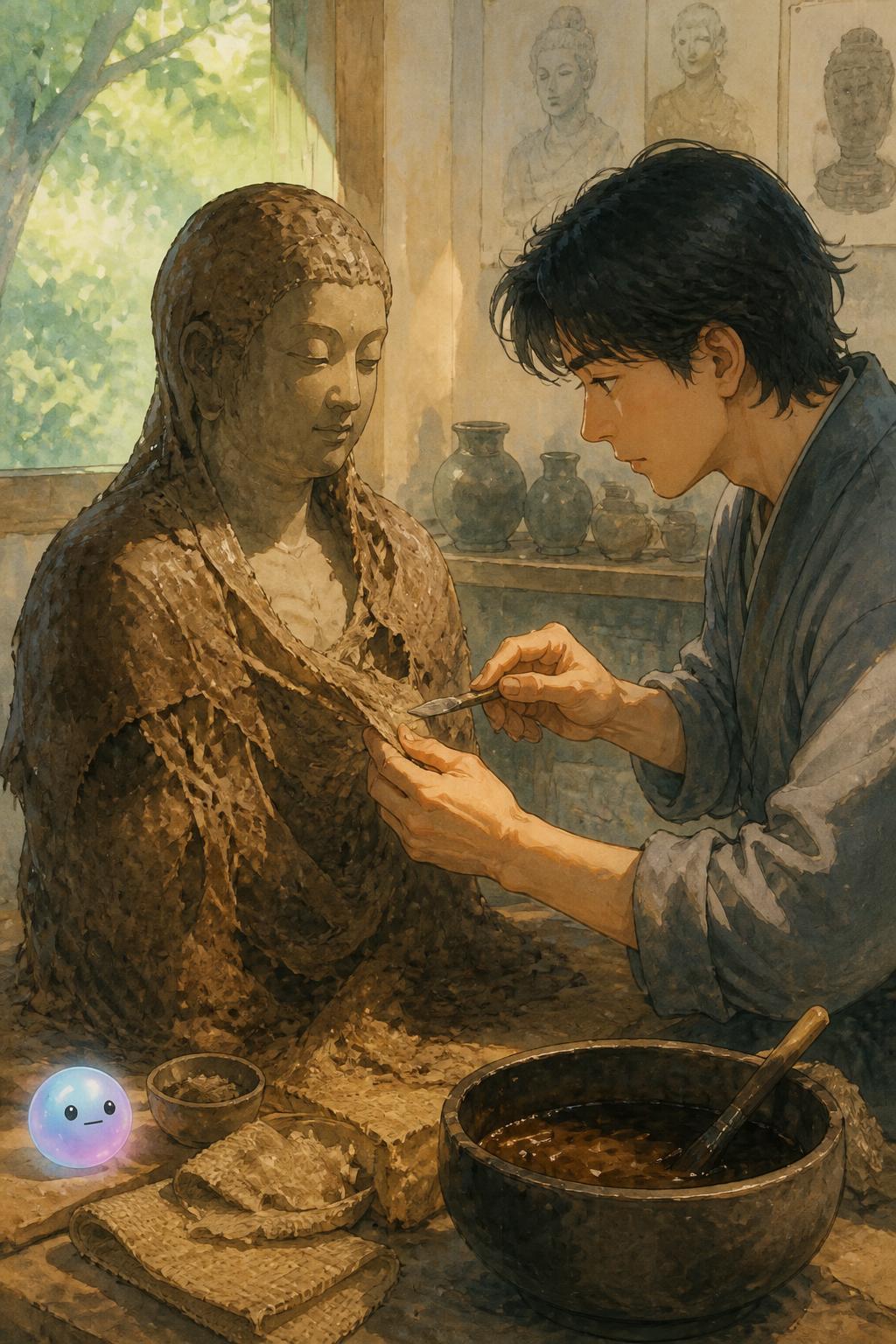 삼베와 옻칠로 빚어낸 시간의 깊이, 건칠