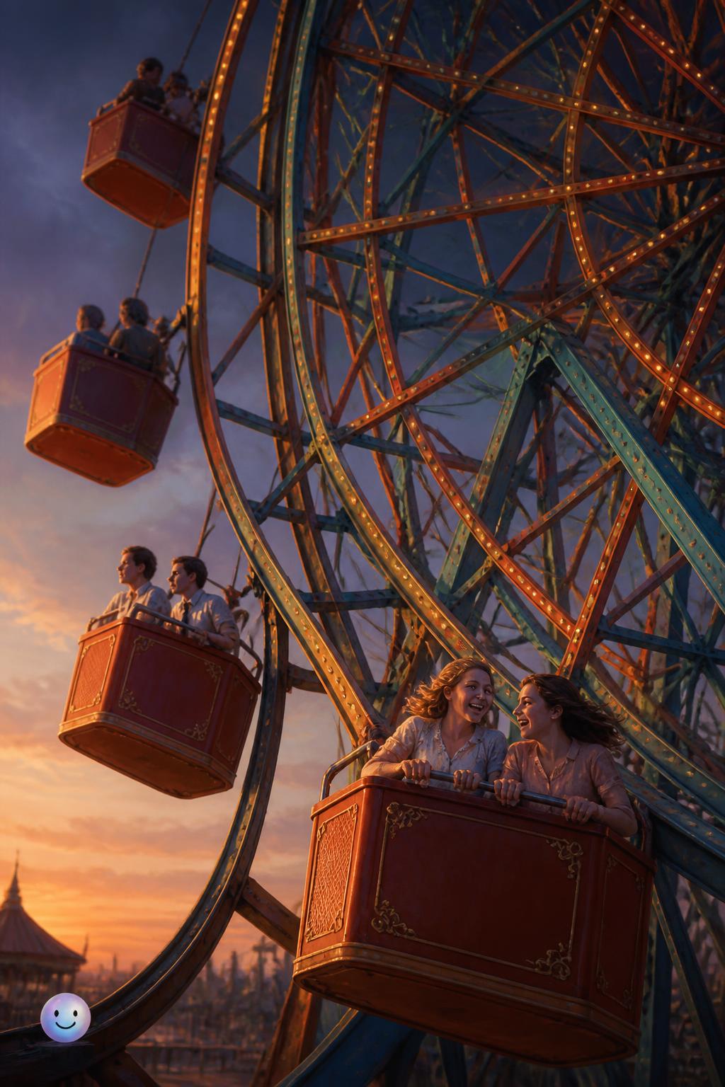 The swinging cars of the Wonder Wheel