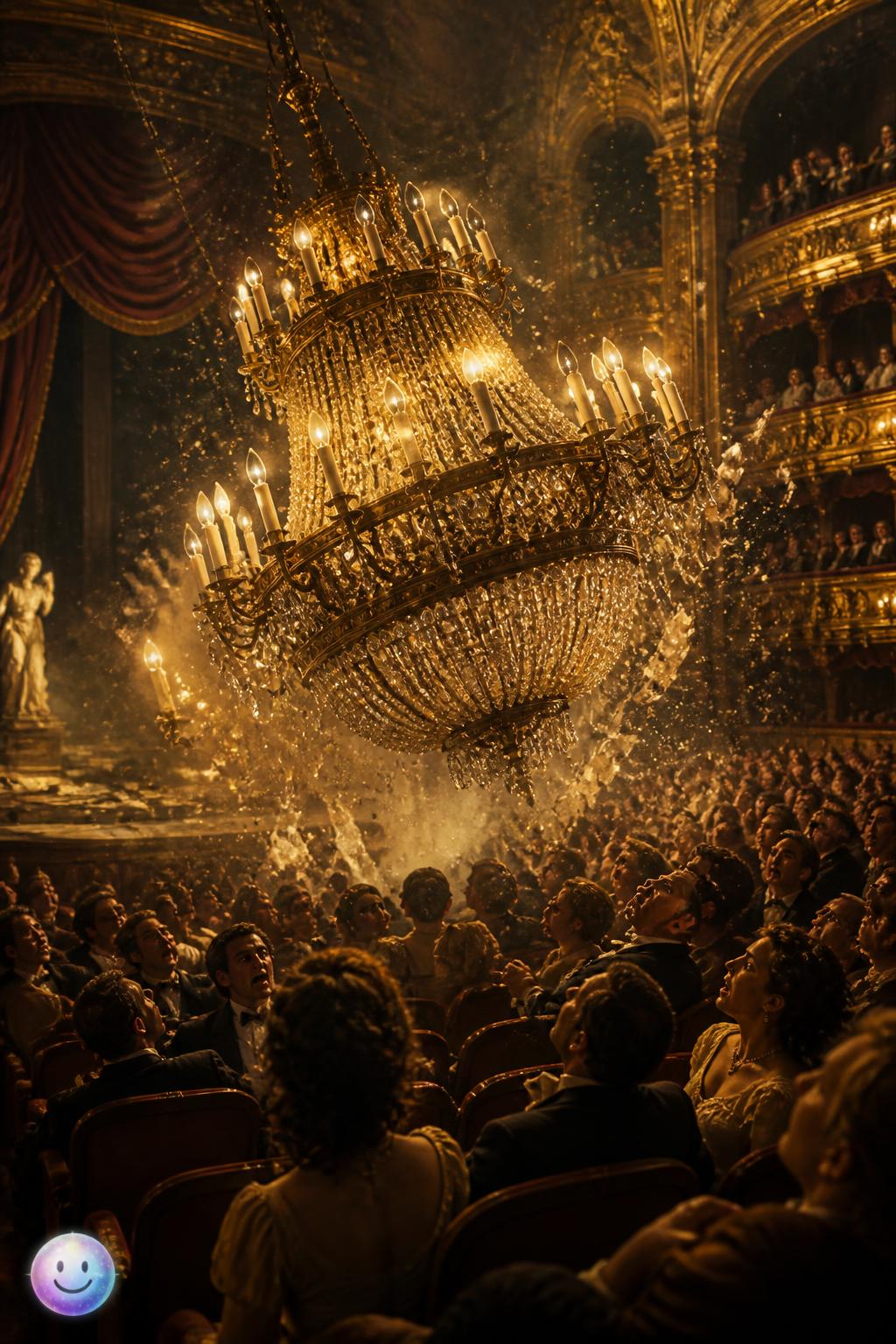 The falling chandelier of Phantom of the Opera