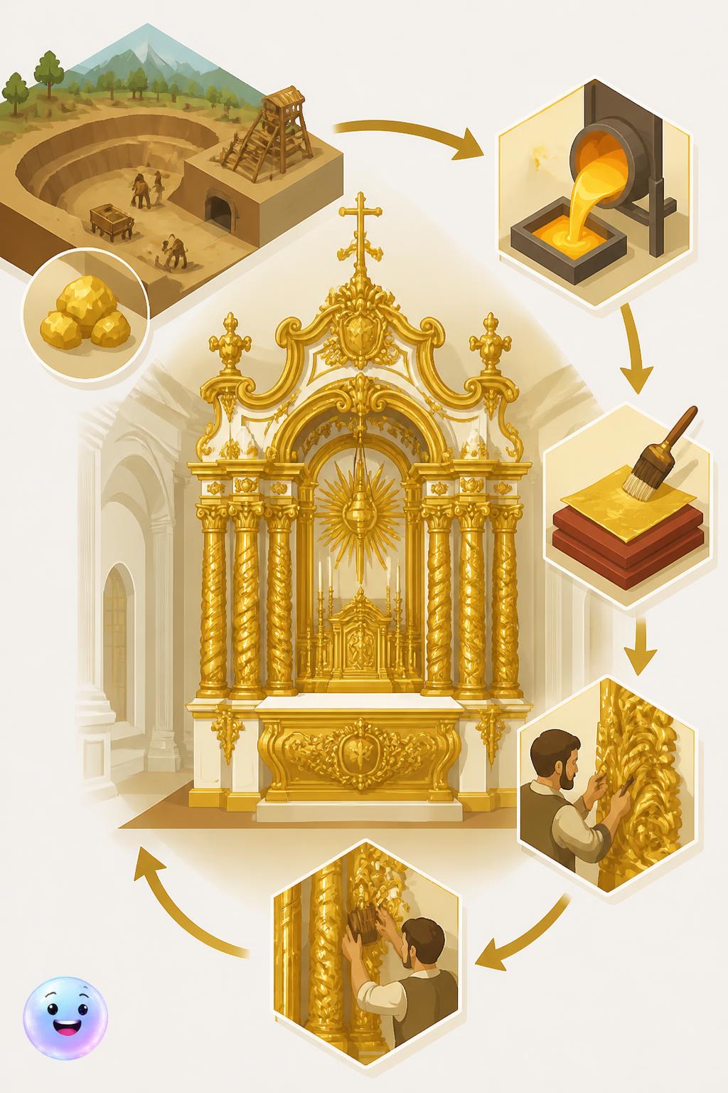 O ouro que cobria os altares sagrados