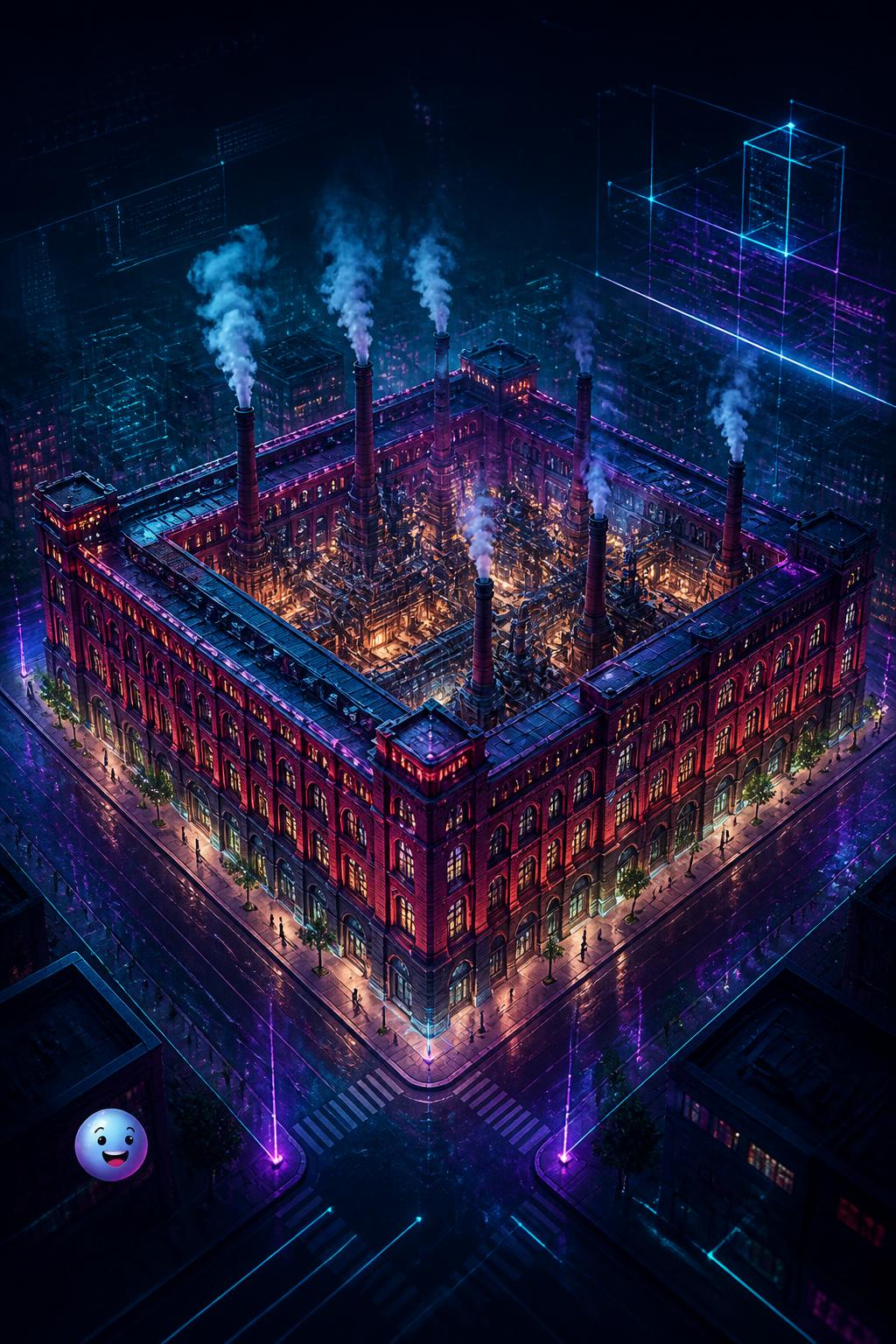 A block-sized red brick fortress