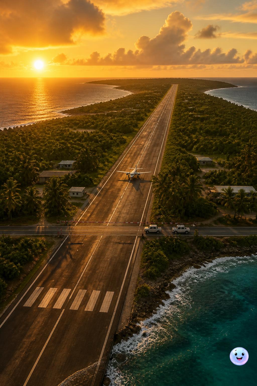 The runway that crosses the island