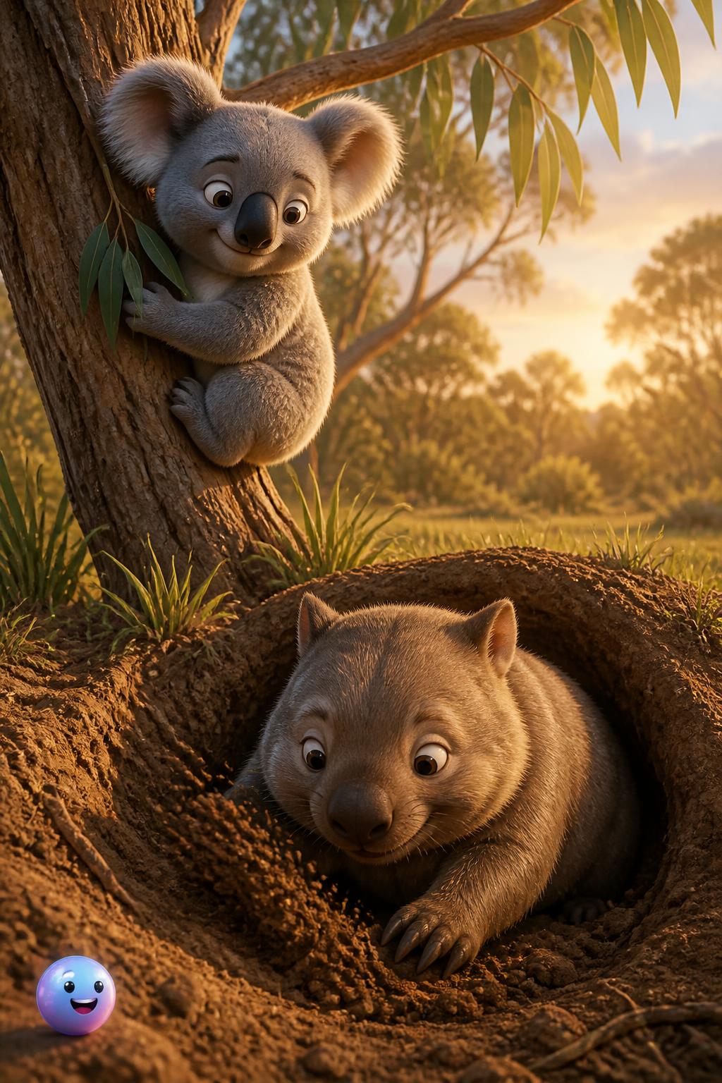 El primo excavador del koala