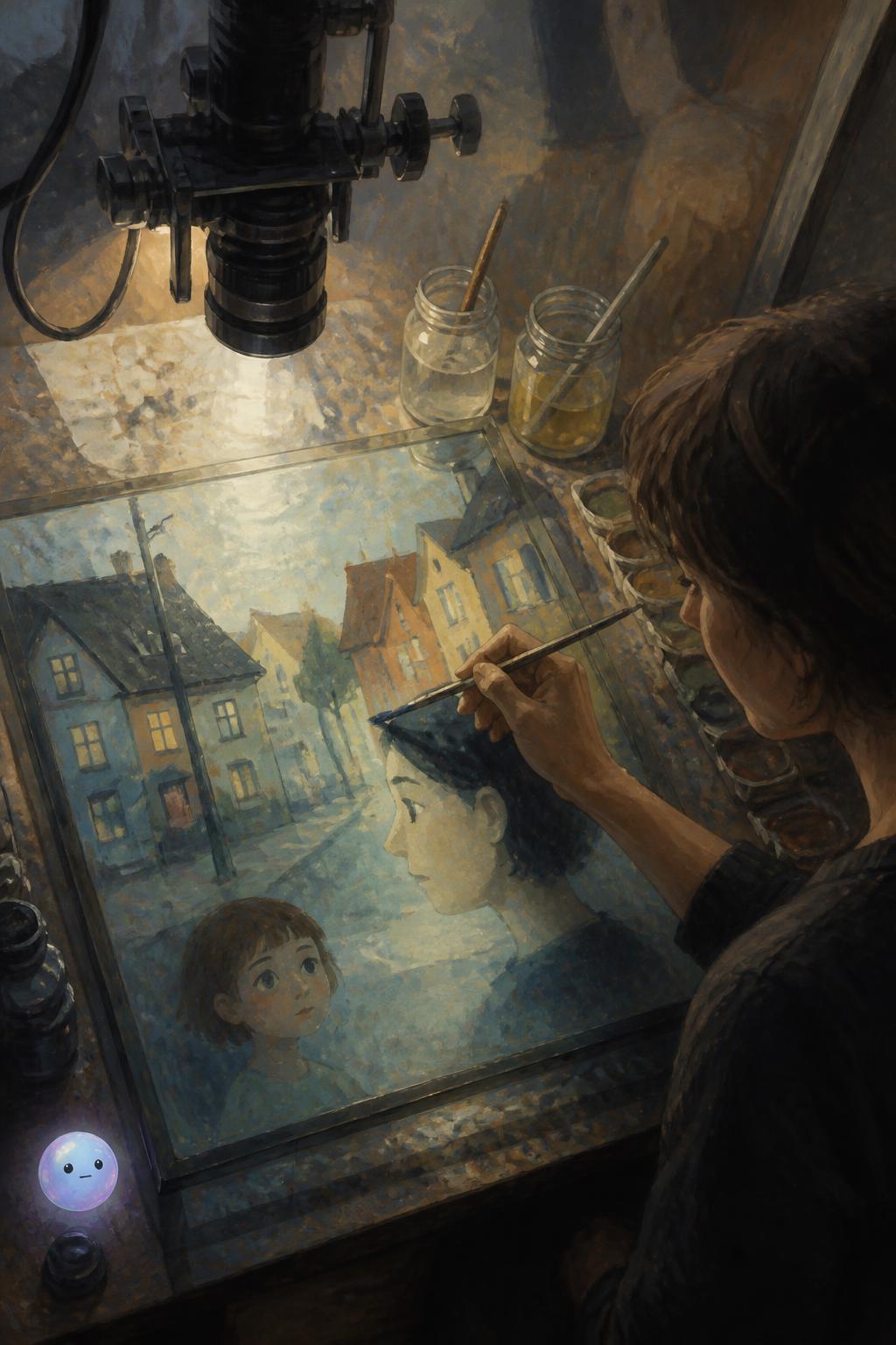 La pintura sobre vidrio en 'The street'