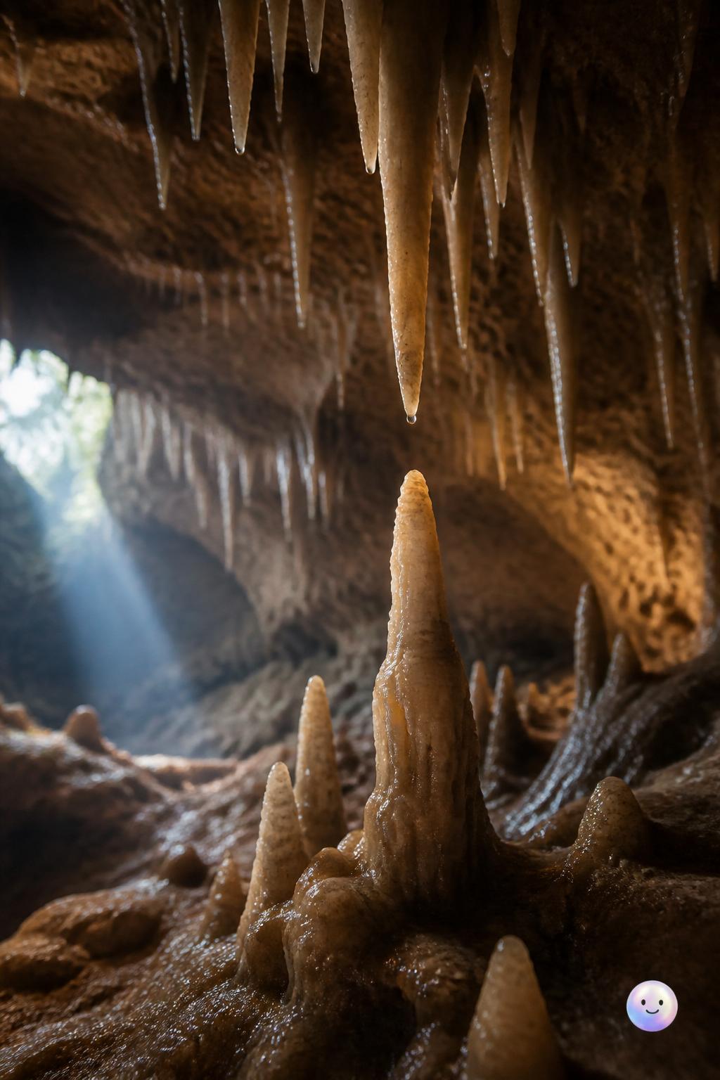 The slow growth of stalactites and stalagmites