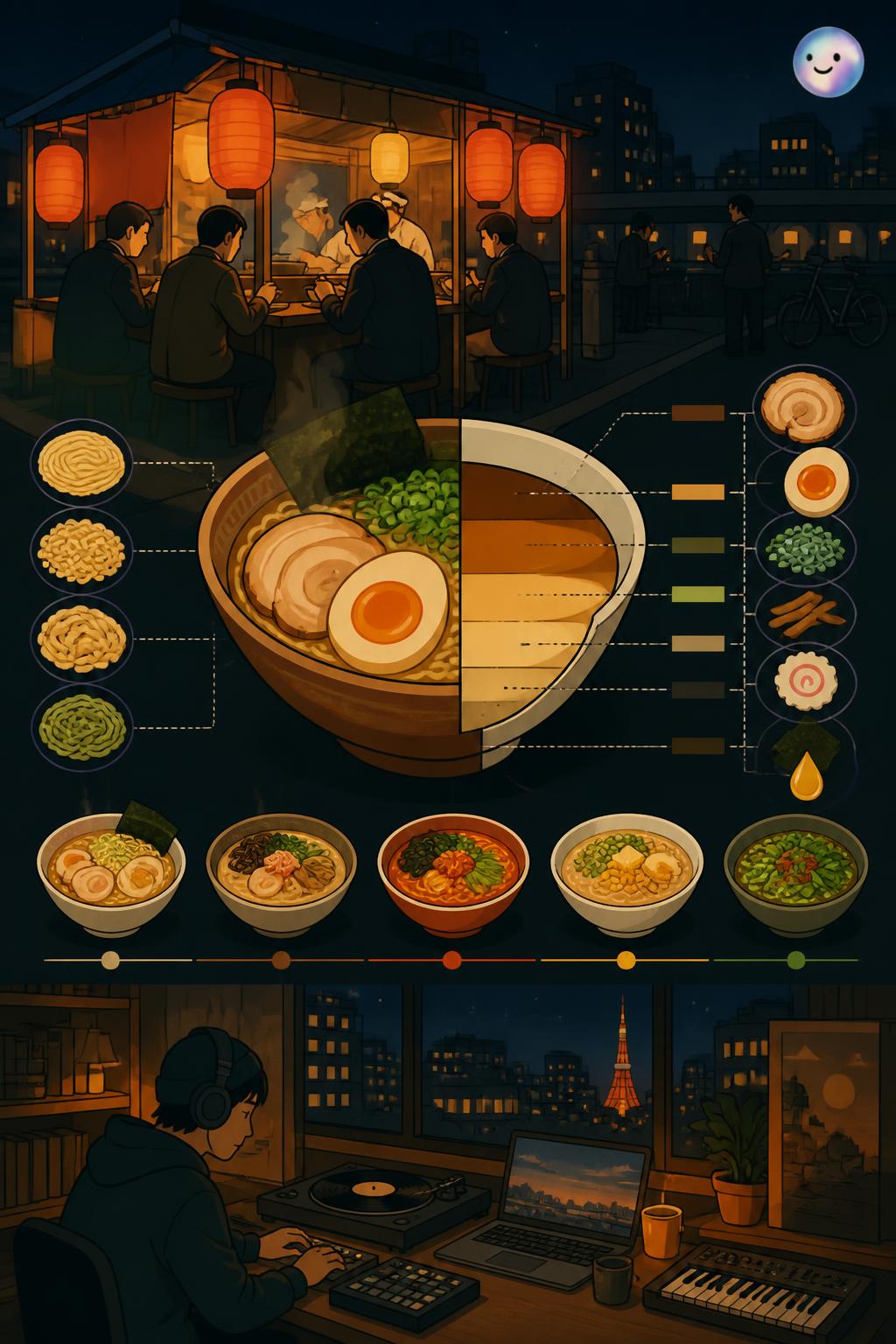 La estética visual del yatai nocturno