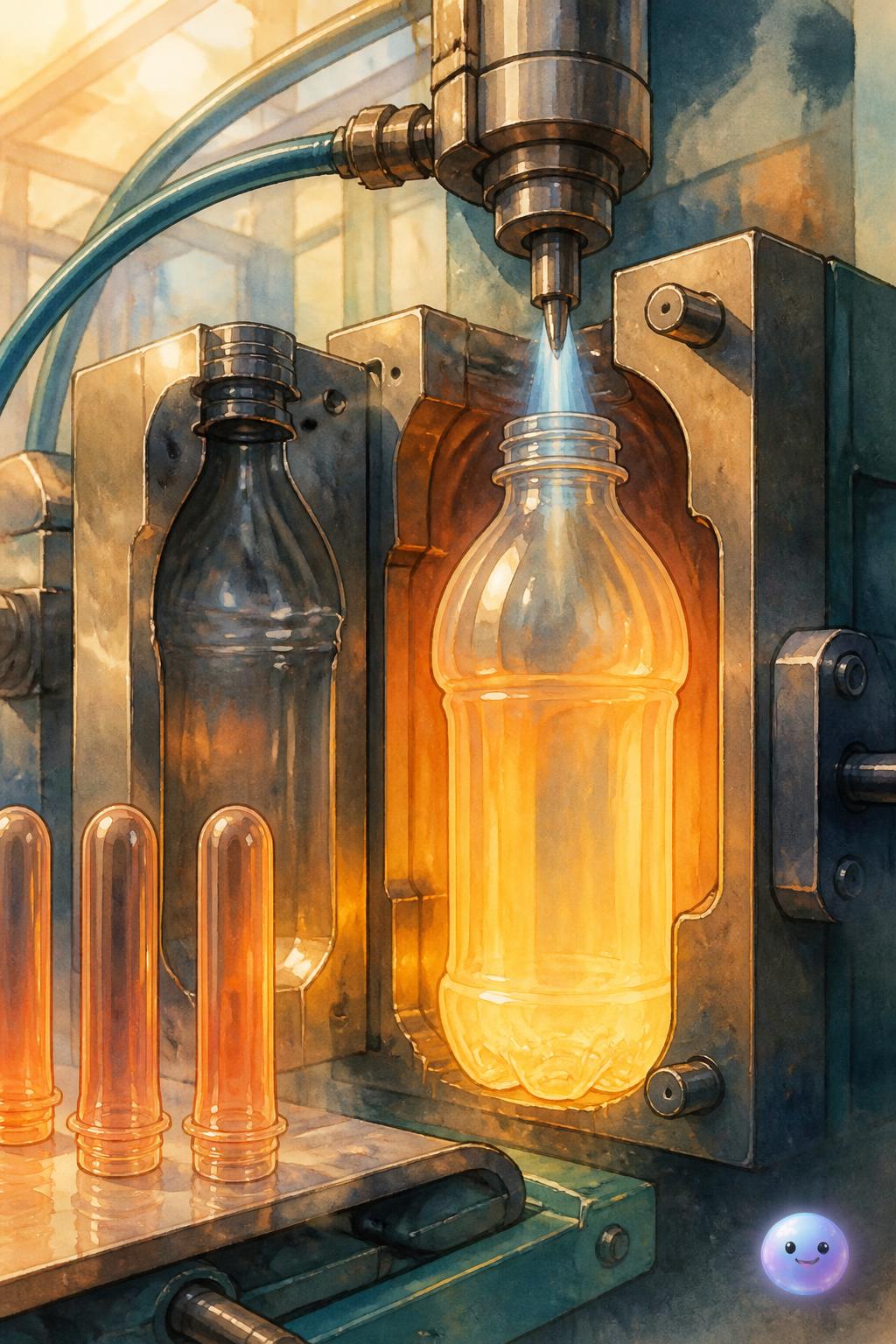 El soplado de botellas de plástico