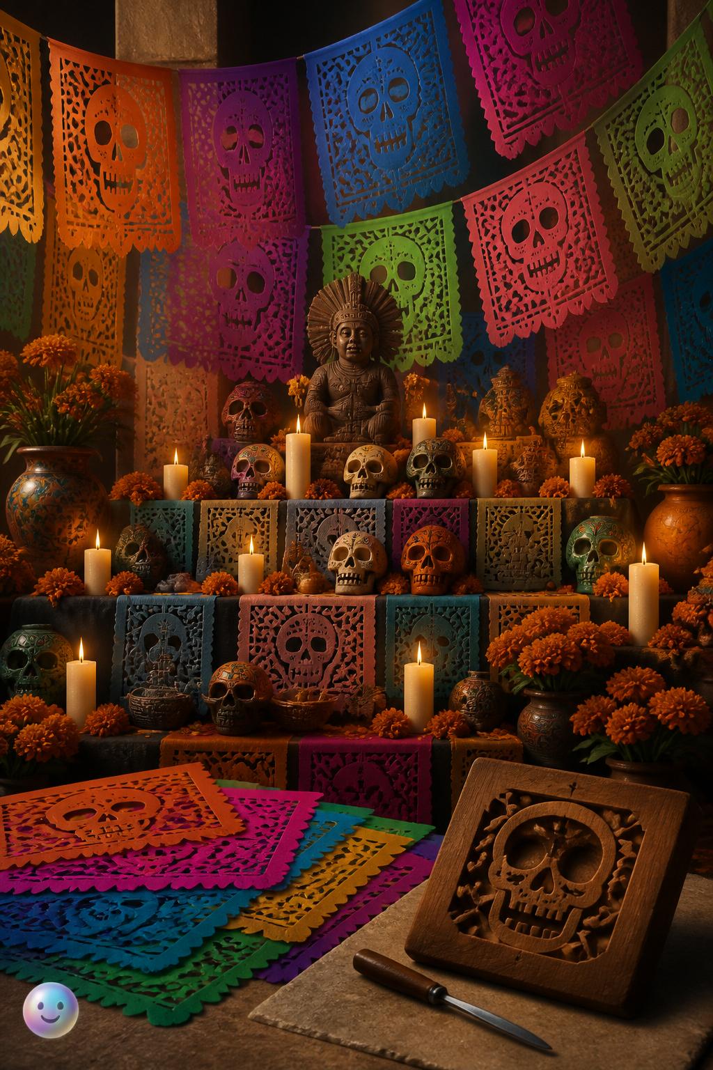 El papel picado colorido