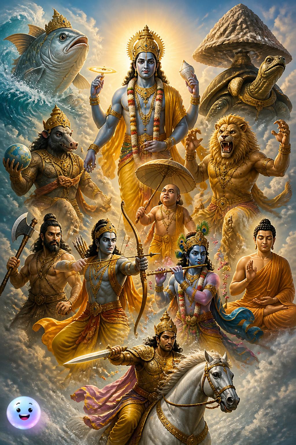 The ten avatars of Vishnu