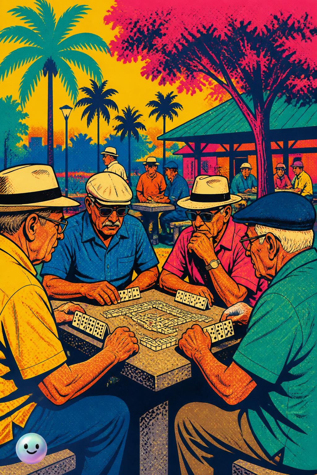 Las intensas partidas del Parque del Dominó