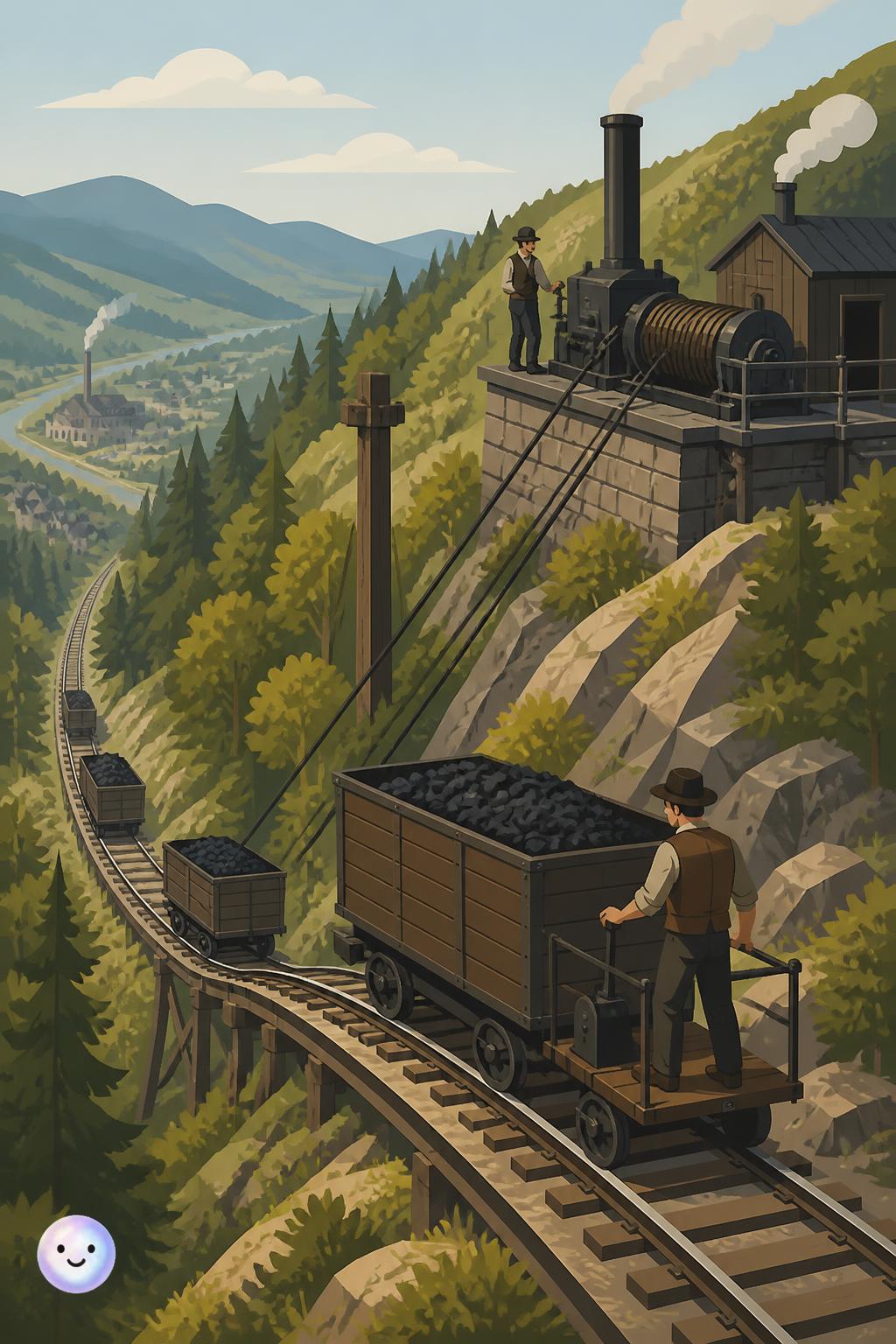 The gravity railroad over Moosic Mountains