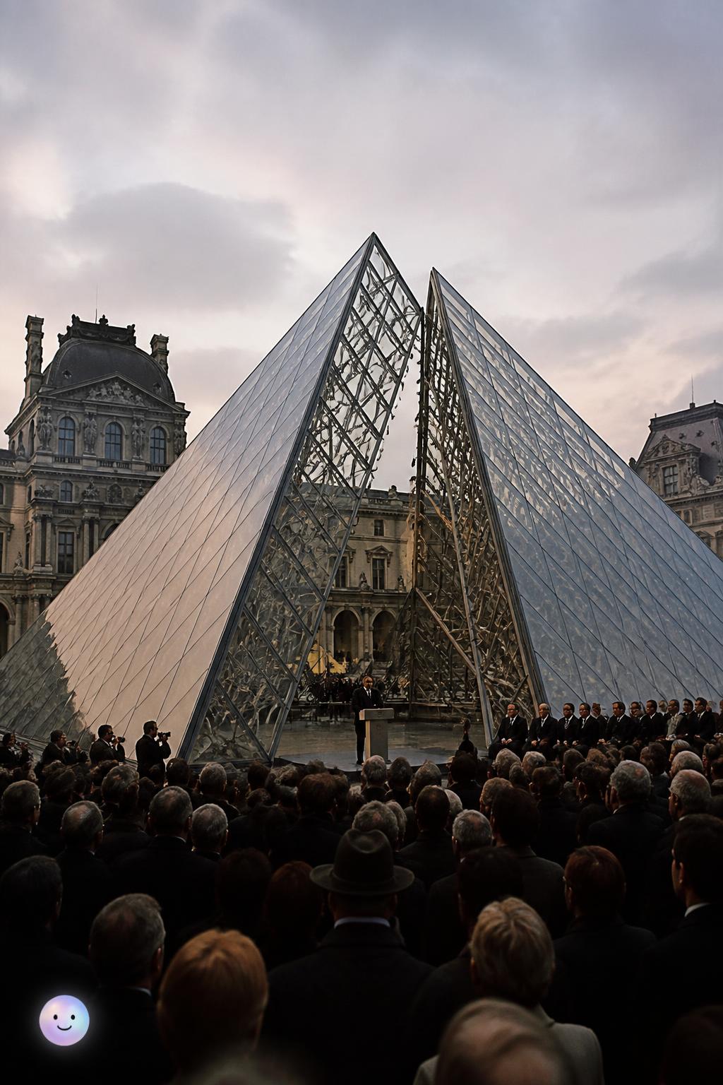 The Louvre's glass pyramid opens