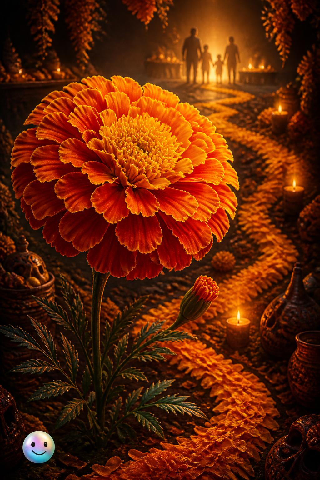 La flor de cempasúchil y sus senderos