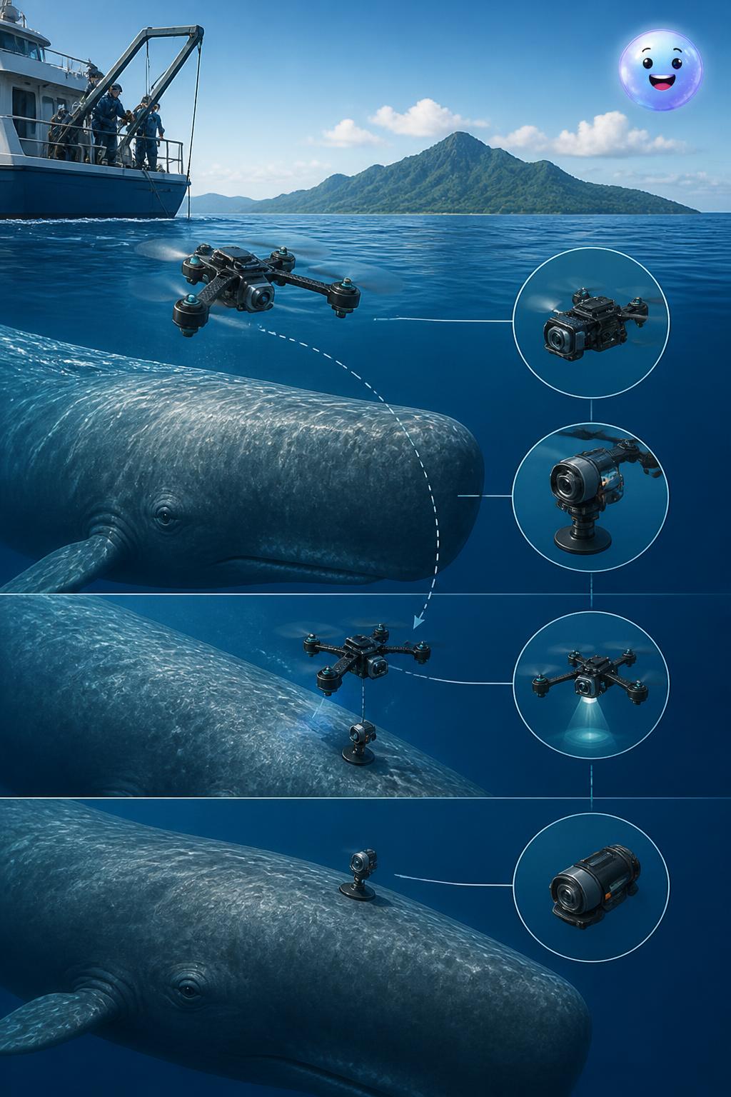 Using robotic drones to gently tag deep sea giants