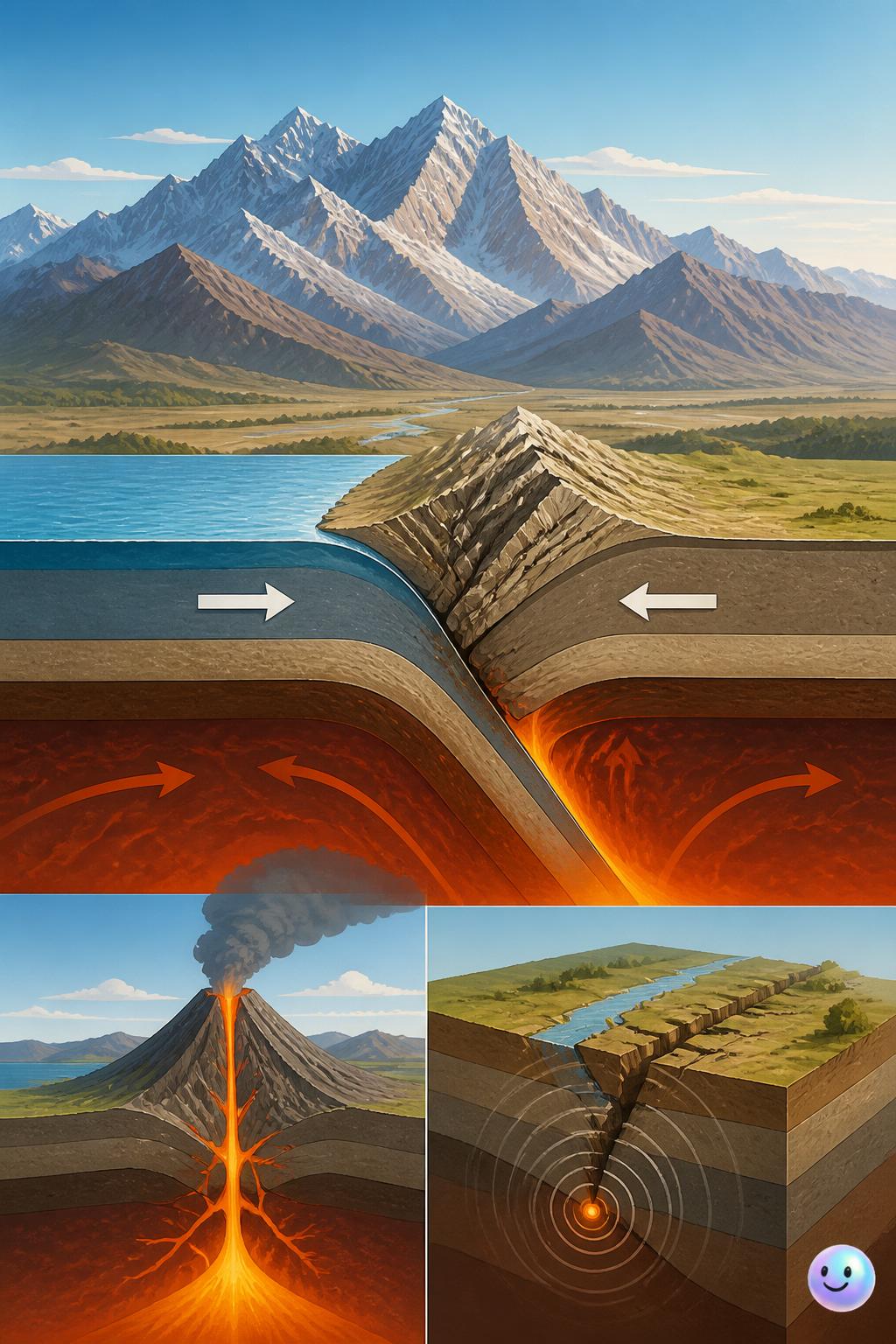 Where plates crash and create mountains