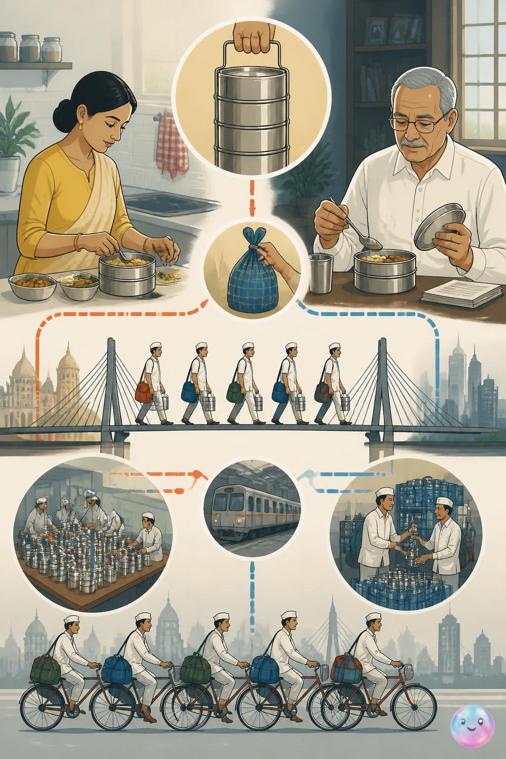 The Mumbai lunchbox system as a romantic bridge
