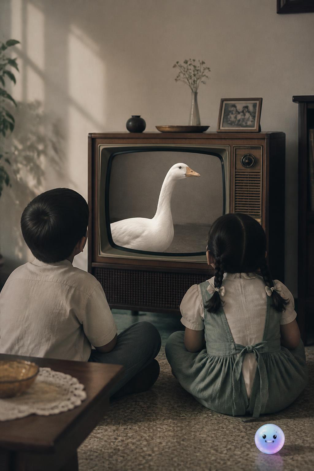 Un ganso de verdad en la televisión