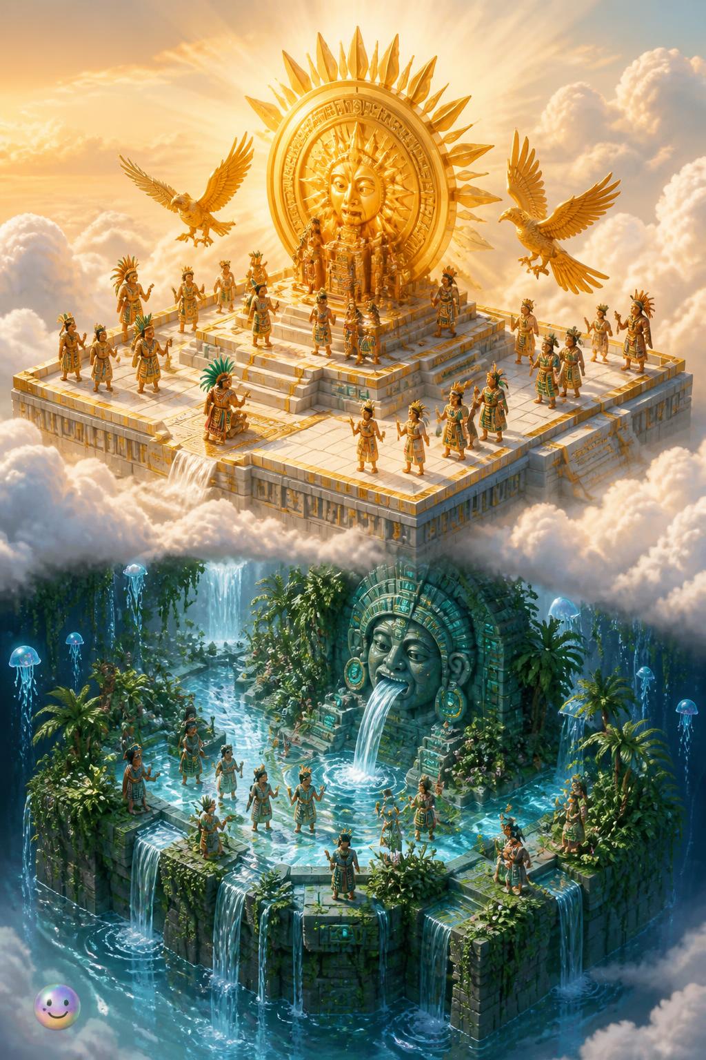 The Aztec heavens of the sun and rain