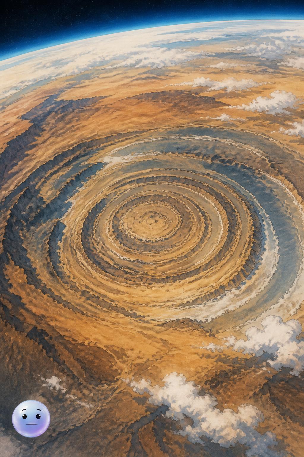 El Ojo del Sahara visto desde el espacio