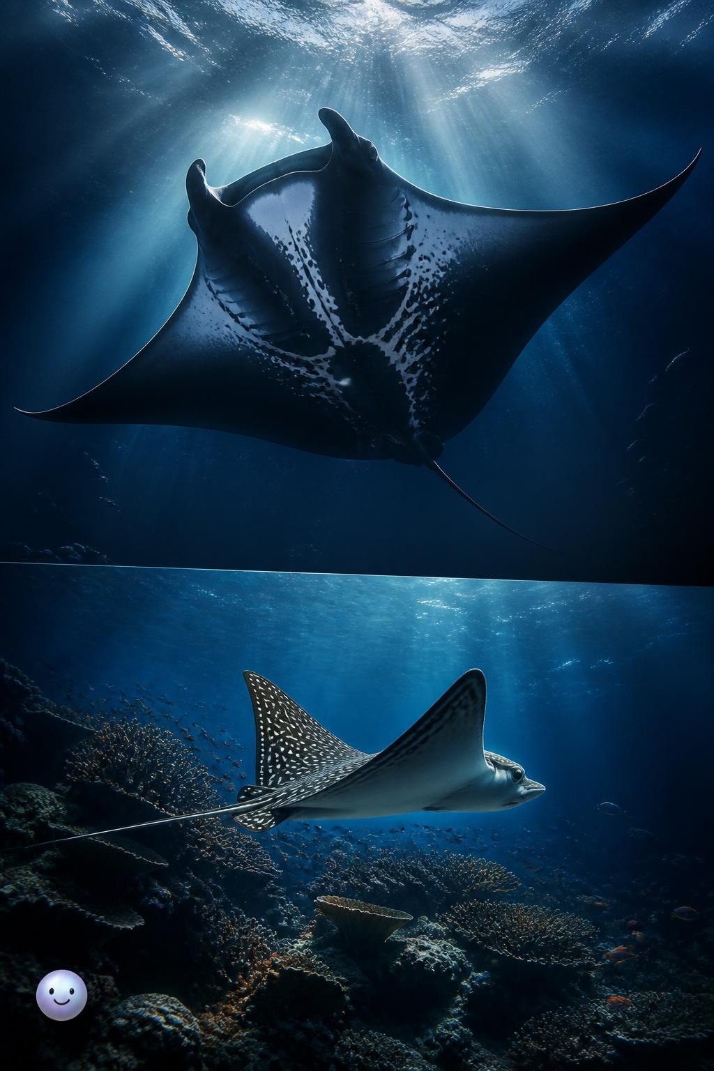 La diferencia entre mantas gigantes y de arrecife