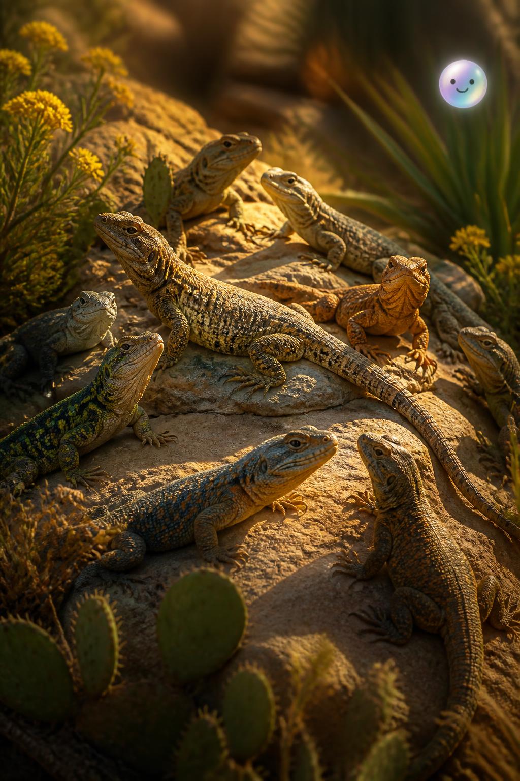A lounge of lizards basking