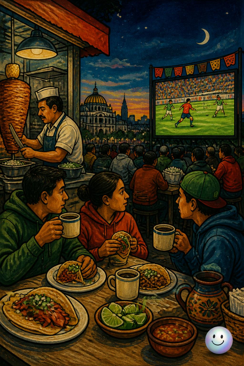 Tacos en la madrugada y pantallas gigantes
