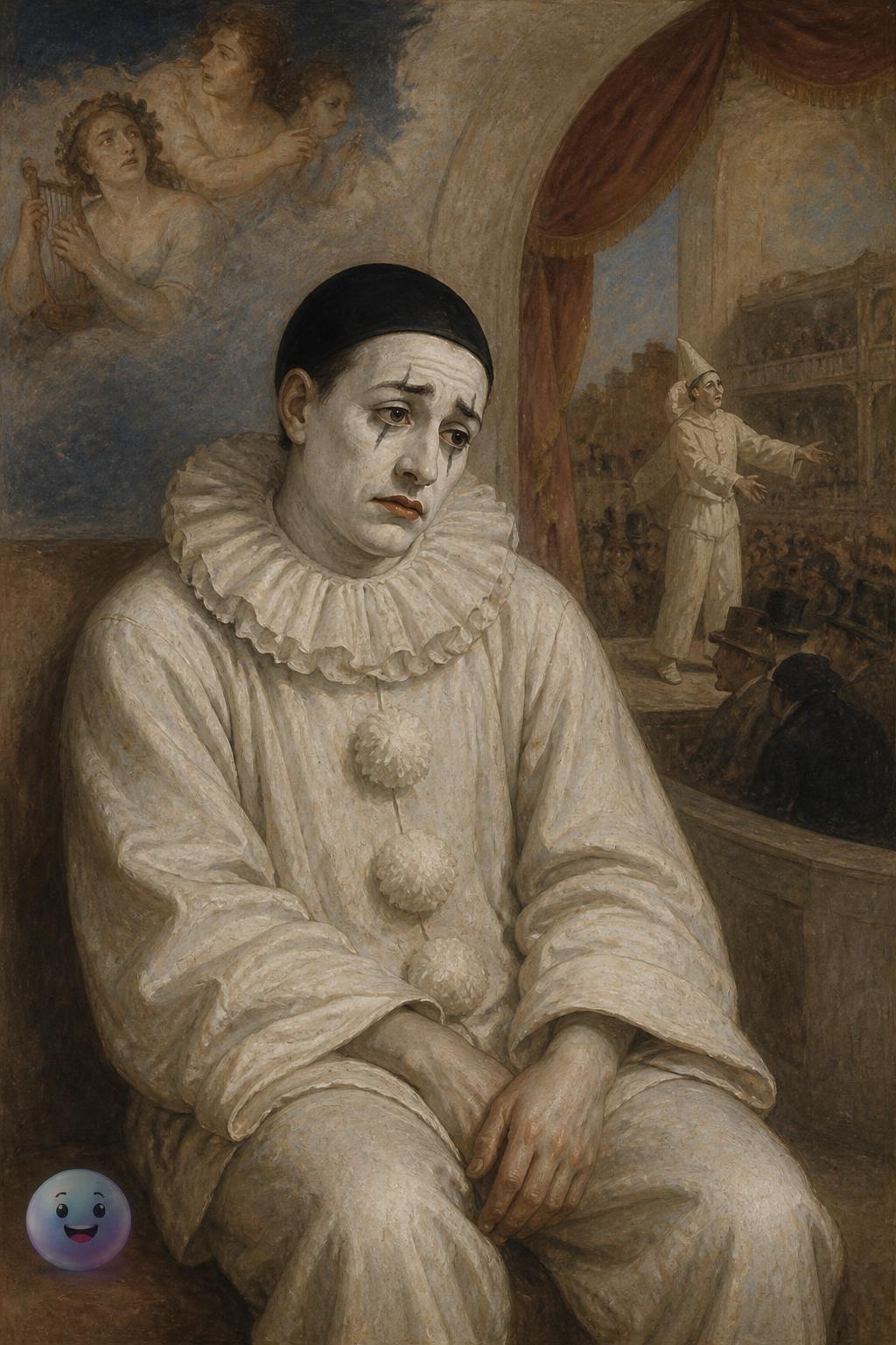 The sad white-faced Pierrot of France