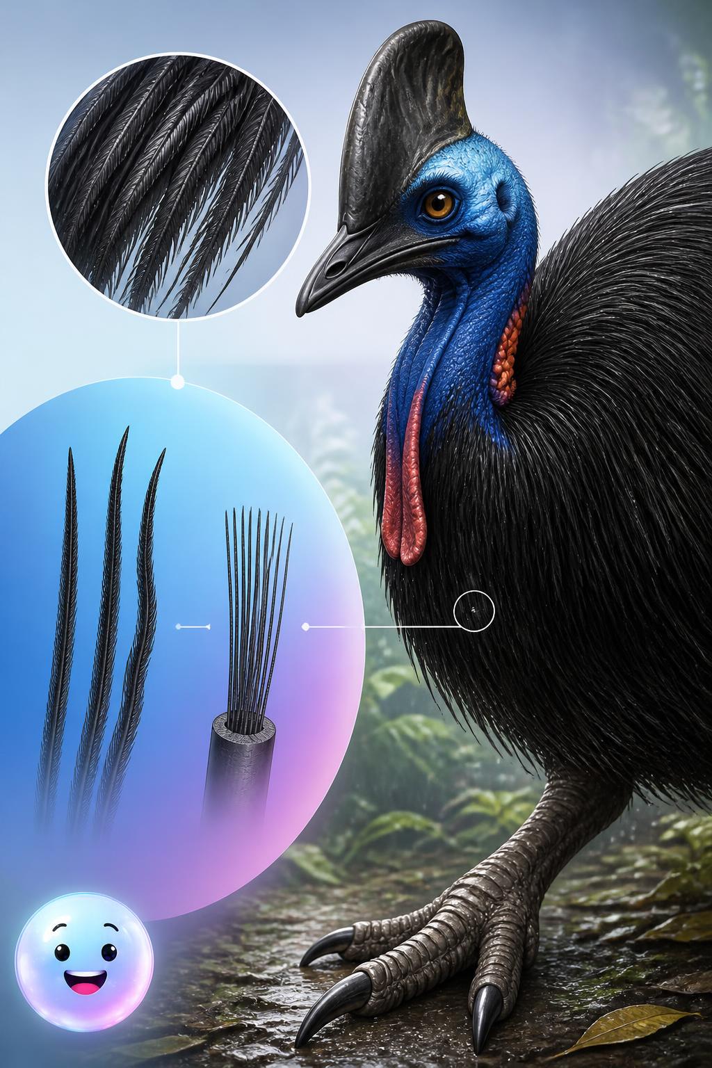 Piume insolite simili a capelli scuri