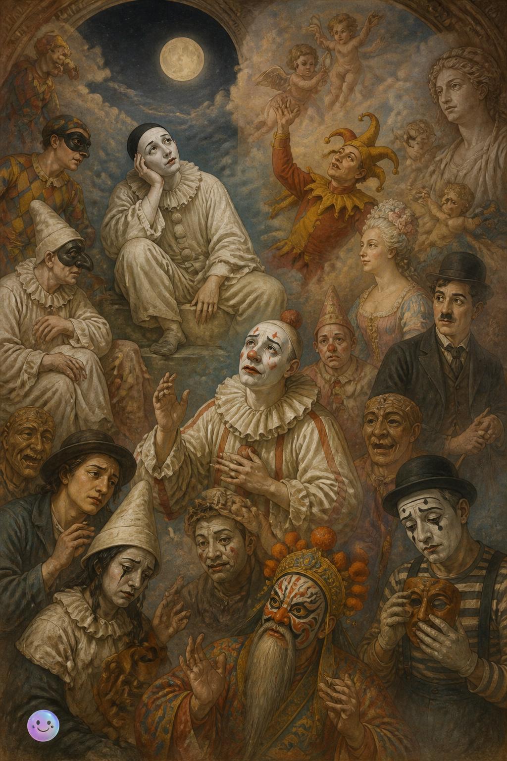 Pierrot and the silent sad clown