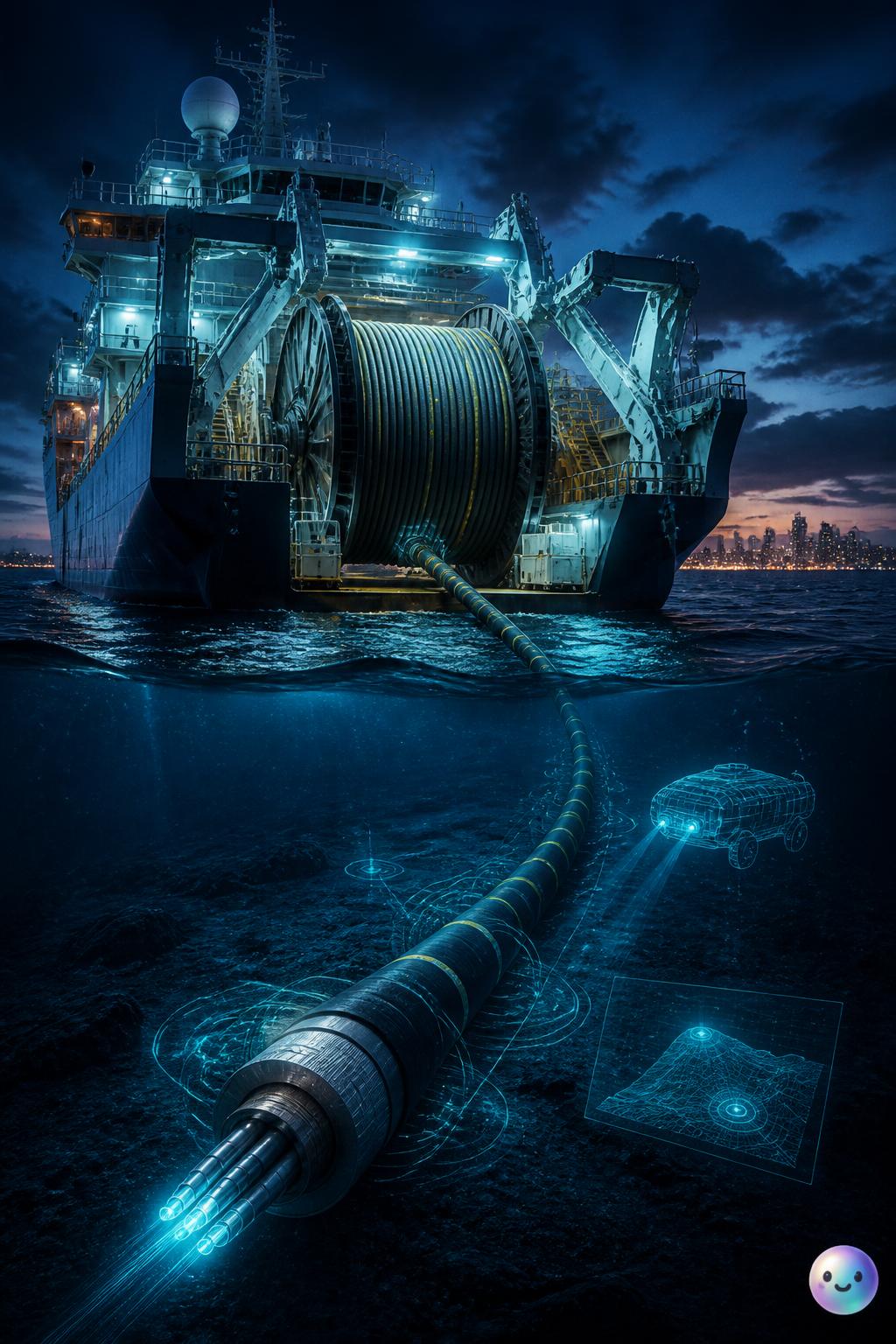 The massive ships that spool the internet