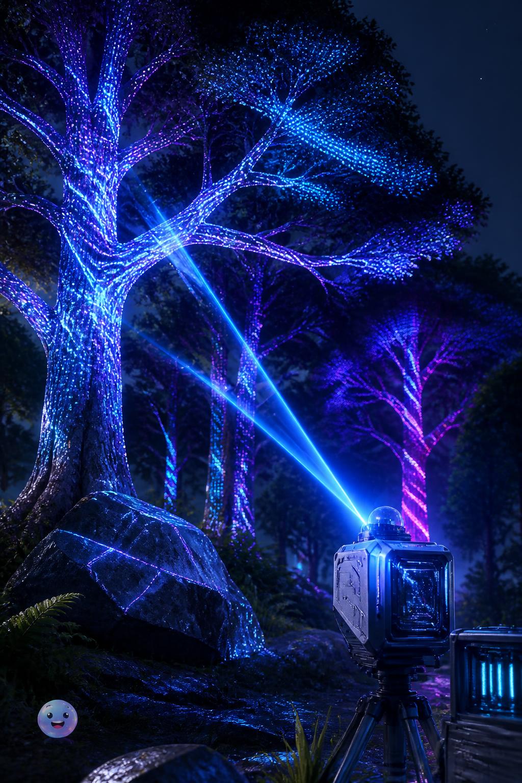 Lasers wrapping around the branches