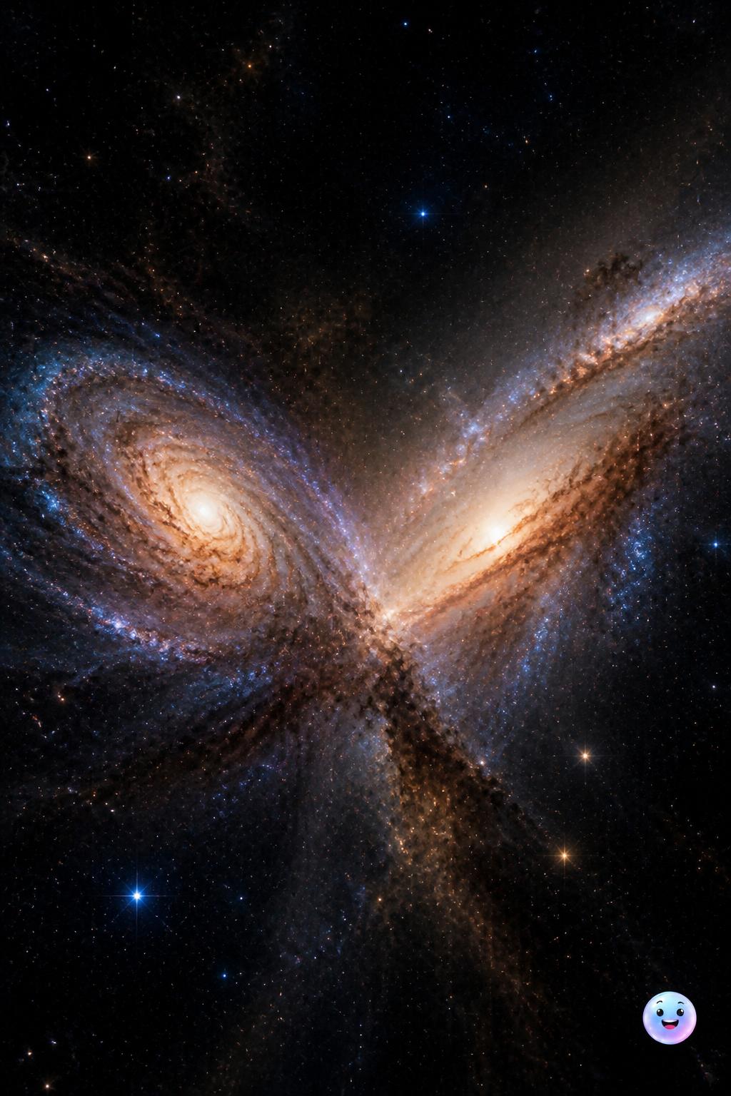 A slow-motion cosmic smashup