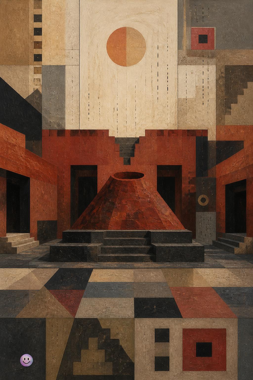 The volcano in the courtyard