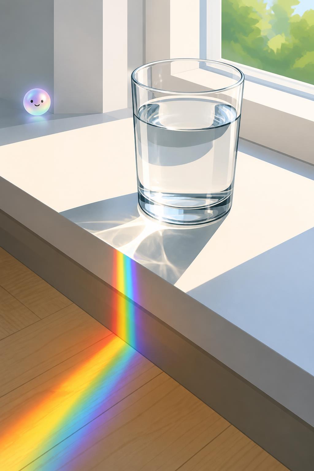 A glass of water on a windowsill