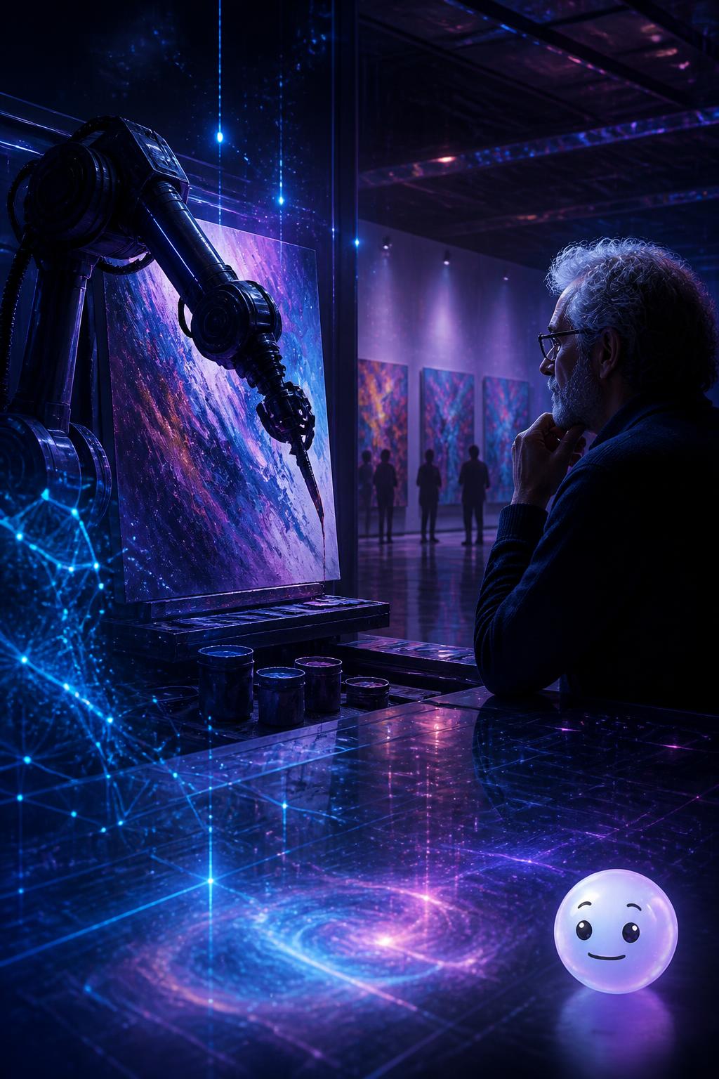 Harold Cohen and his robotic painter AARON