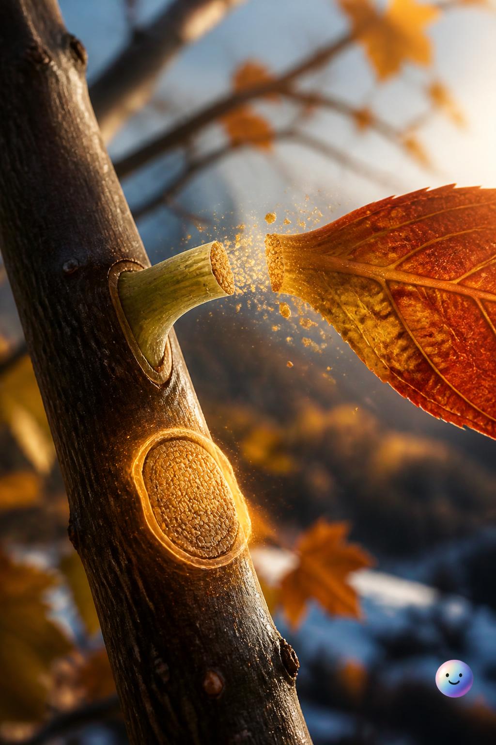 The chemical scissors that cut leaves loose