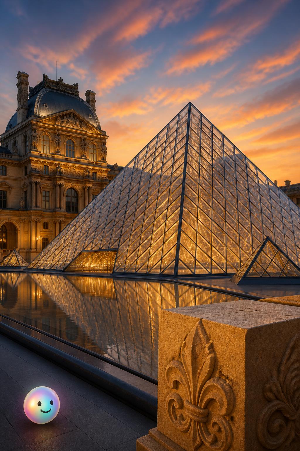 La audaz pirámide de cristal del Louvre