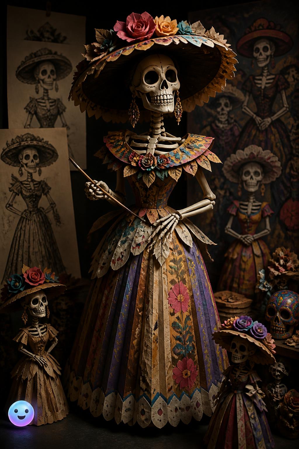 The birth of La Catrina in cardboard