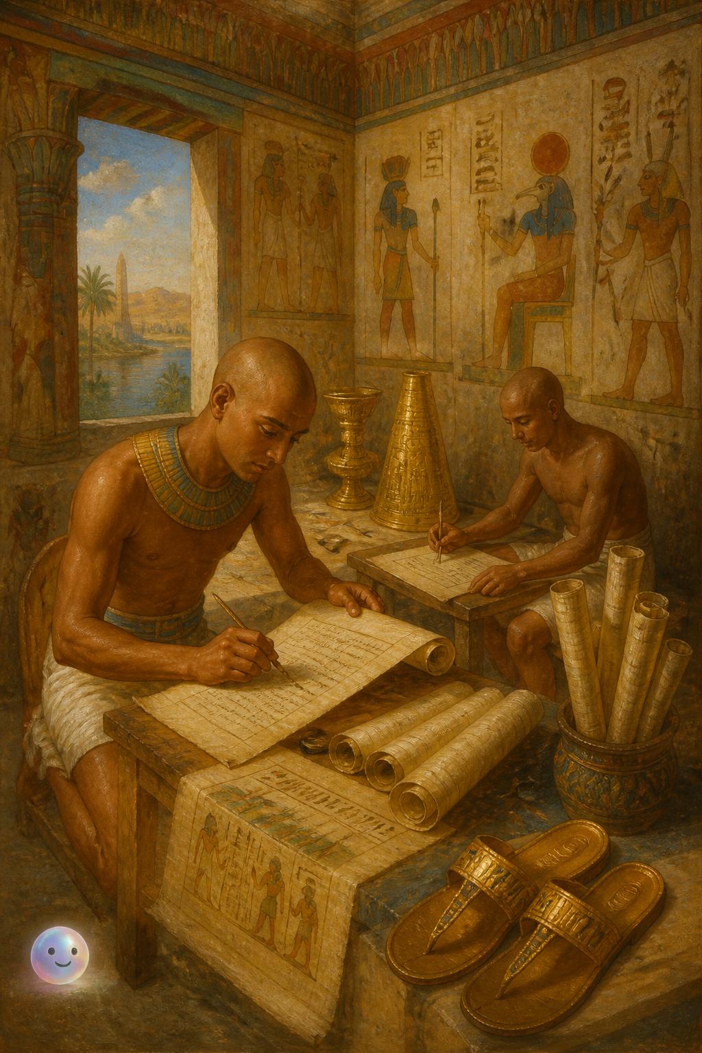 Gold and papyrus in ancient Egyptian tombs