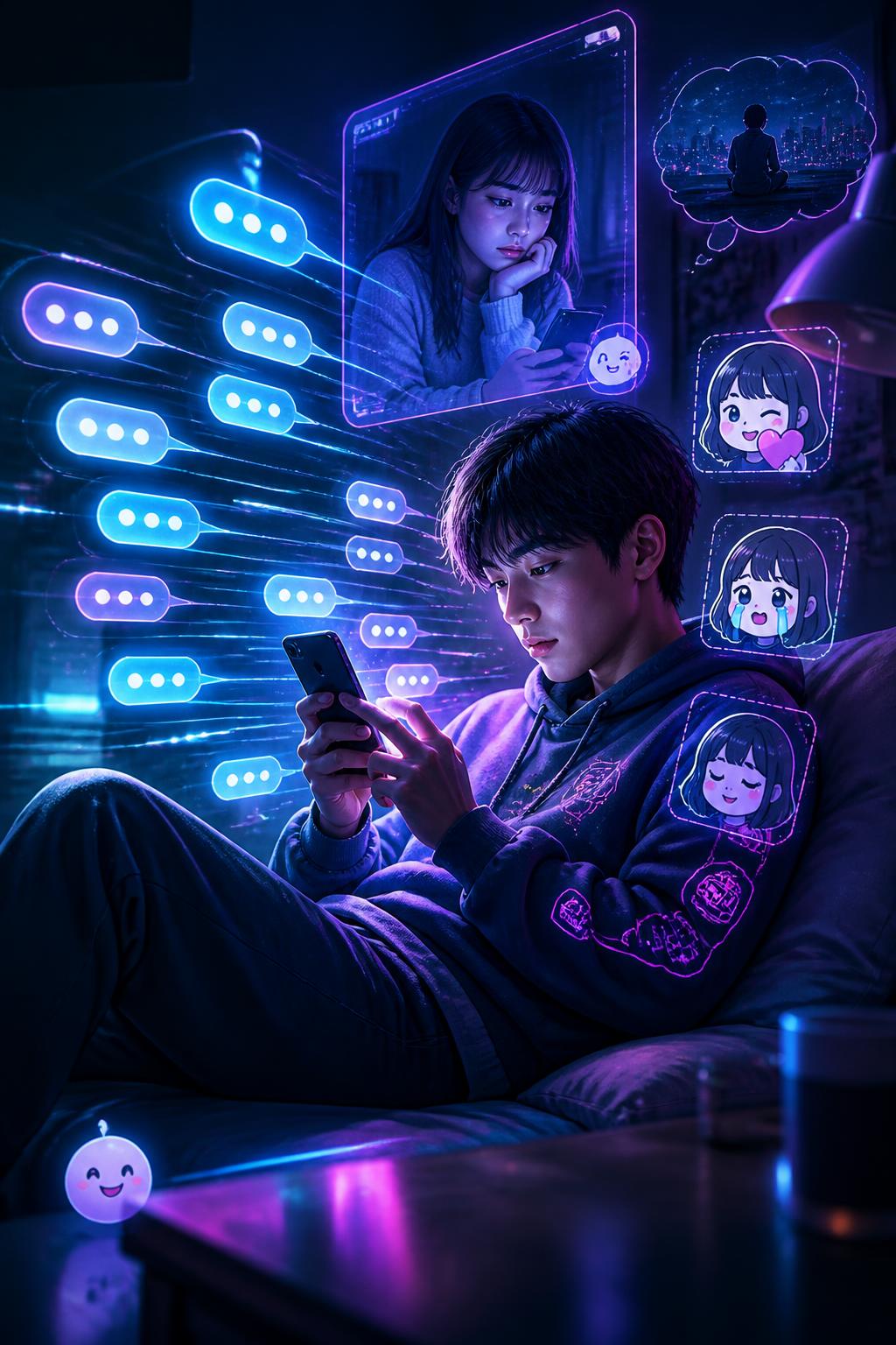 短文を連打する若者のチャット化