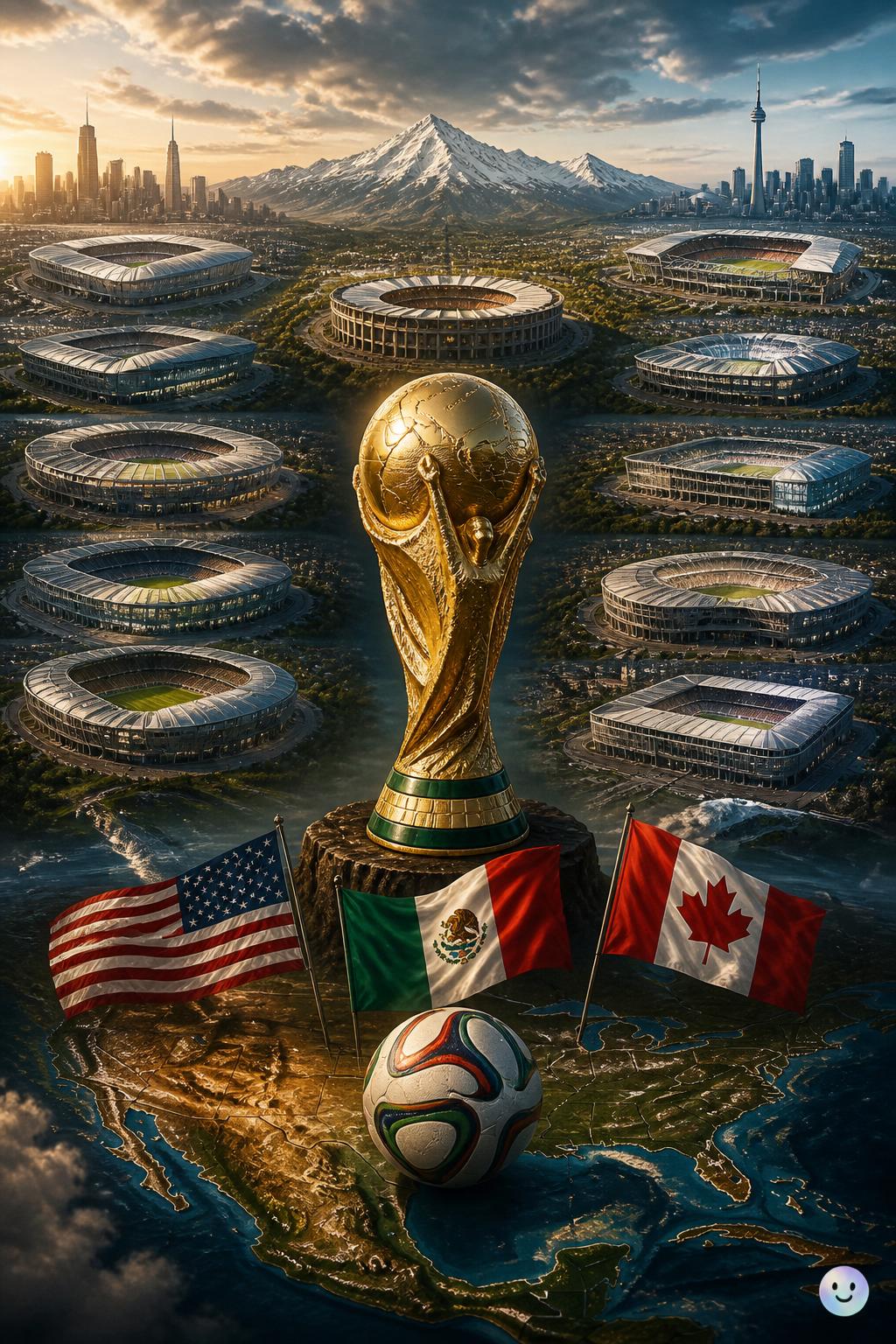 Three host nations and sixteen stadiums