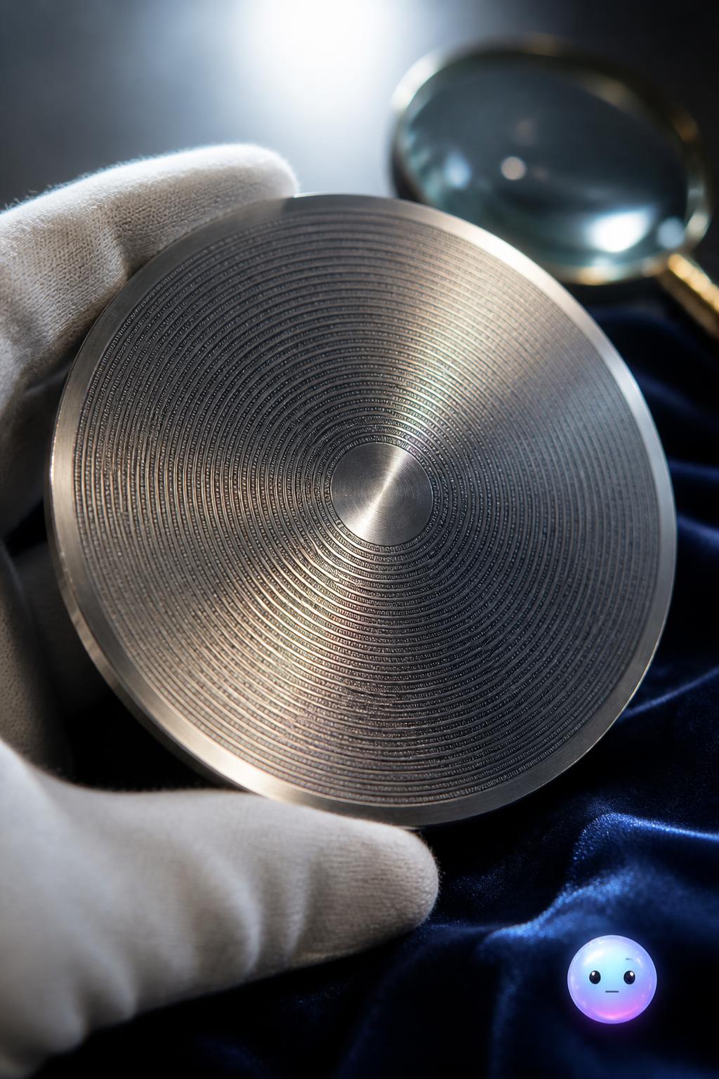 The micro-etched metal Rosetta Disk