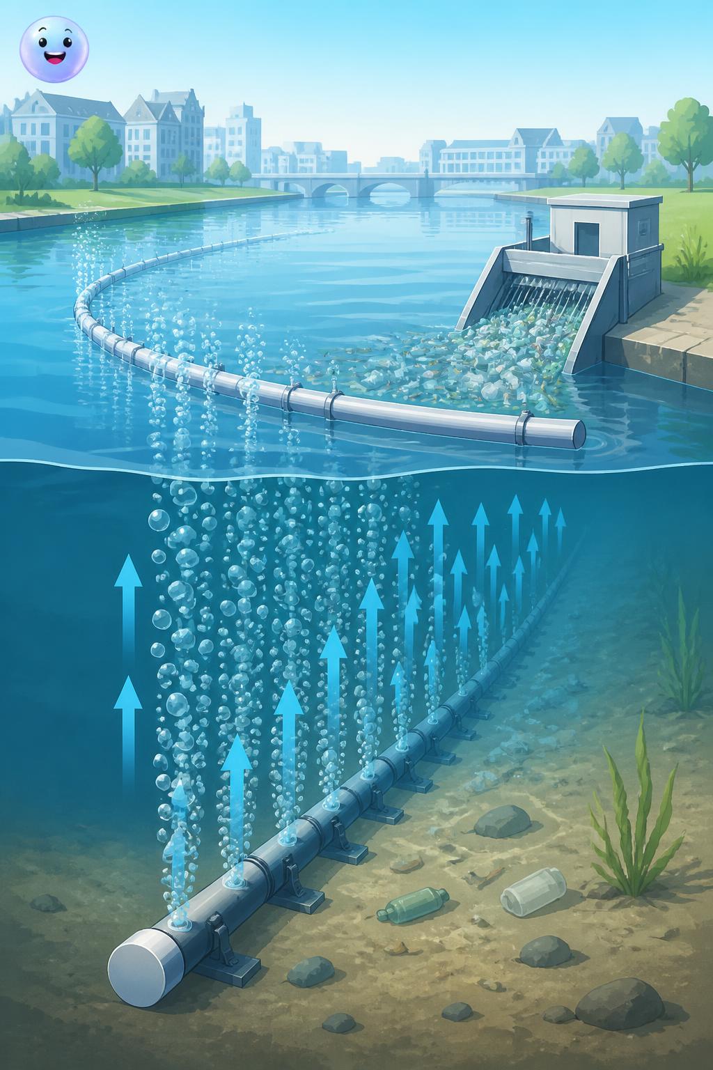Bubble barriers keeping rivers clean