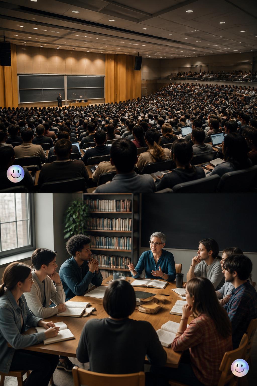 Large lecture halls and small discussion seminars