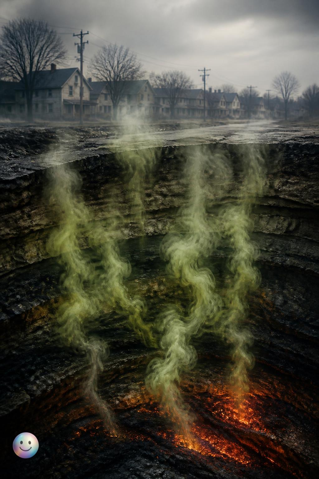 The toxic gases rising from below