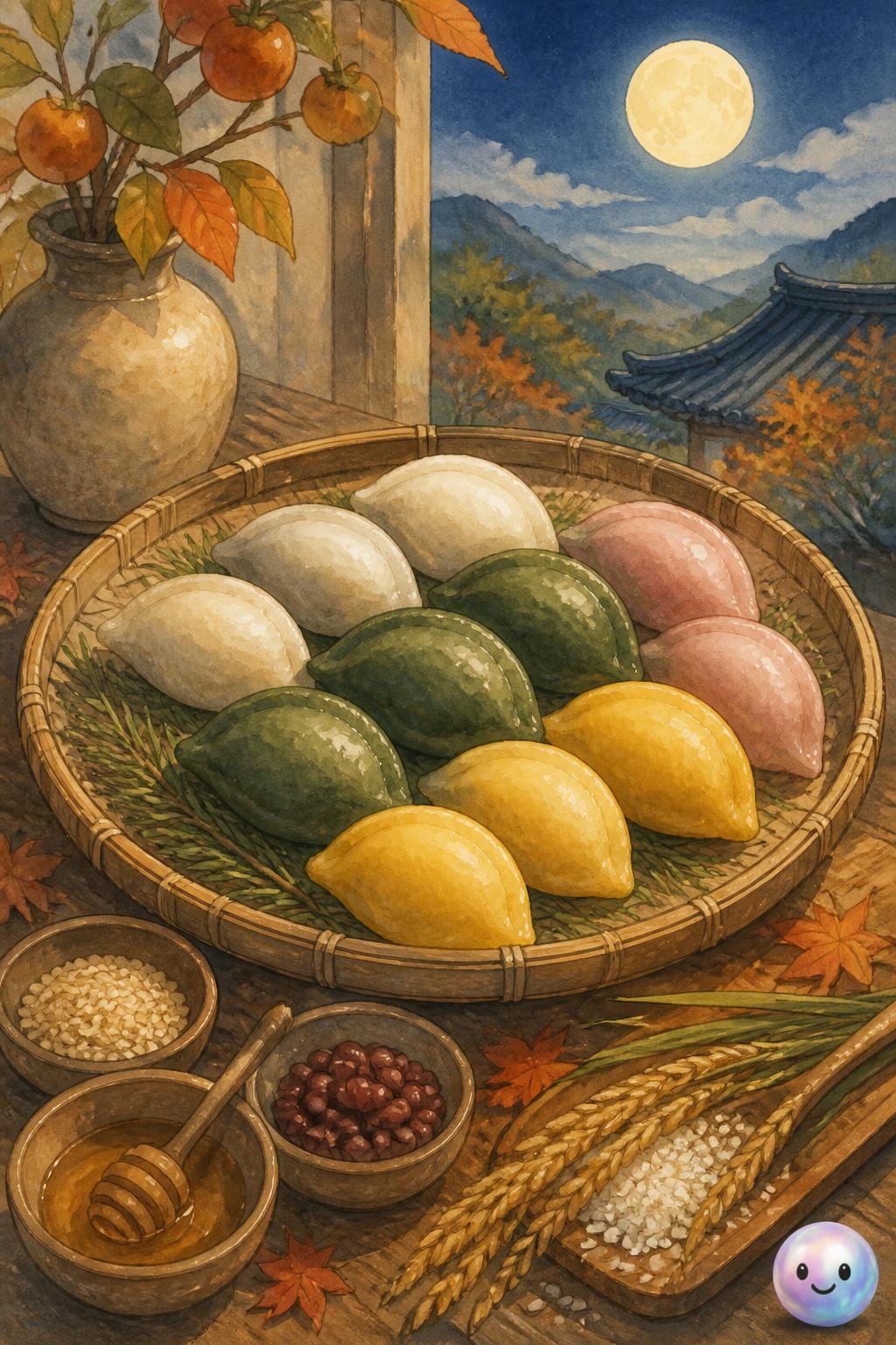 The sweet crescent shape of Songpyeon rice cakes