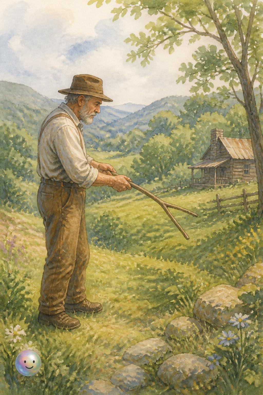 Dowsing for water with a witching stick