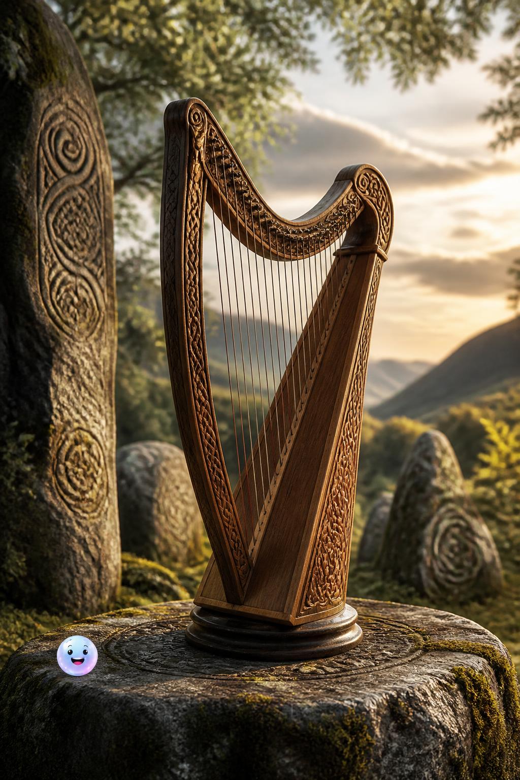 The stone-carved legacy of the Celtic clarsach