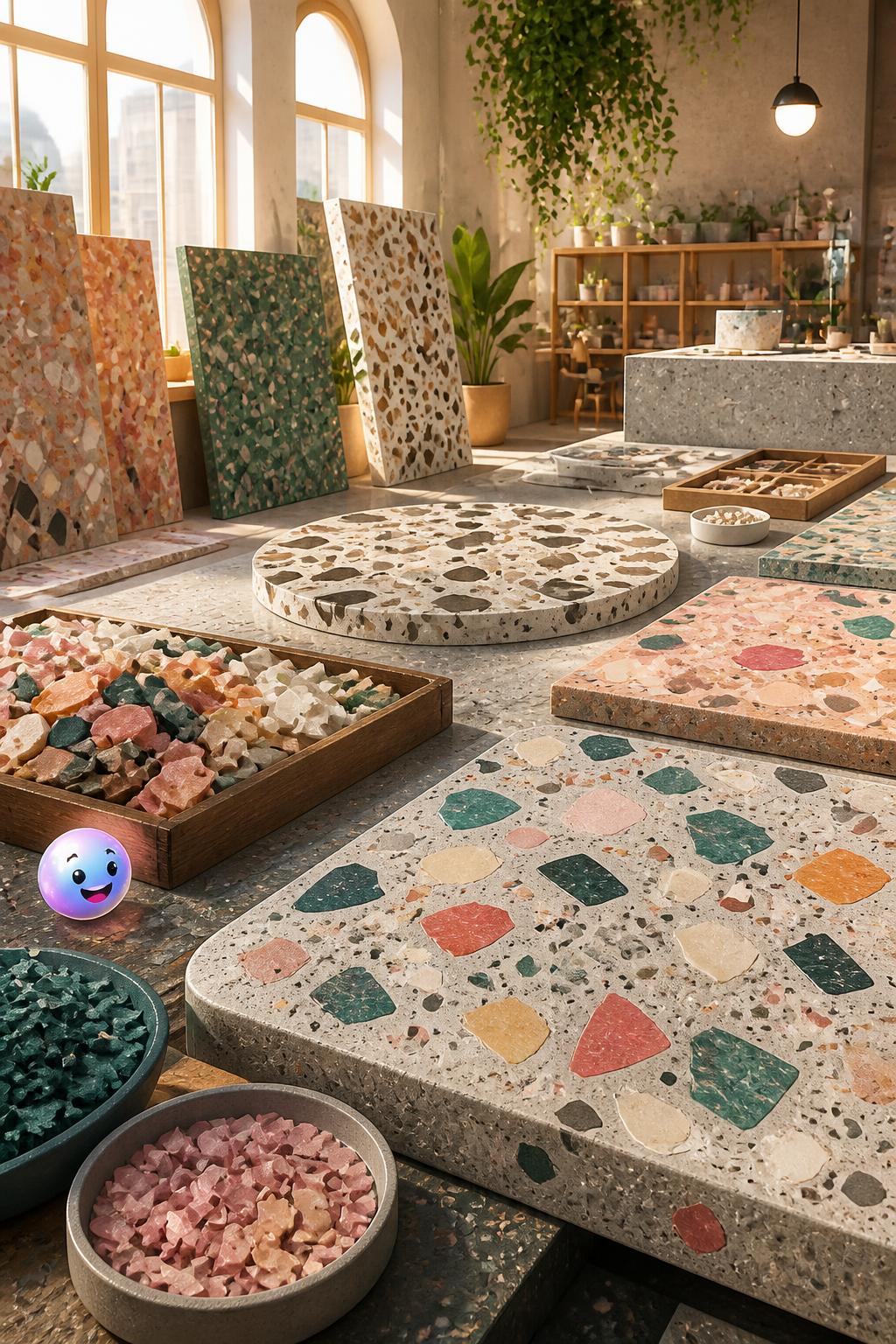 The rough texture of terrazzo